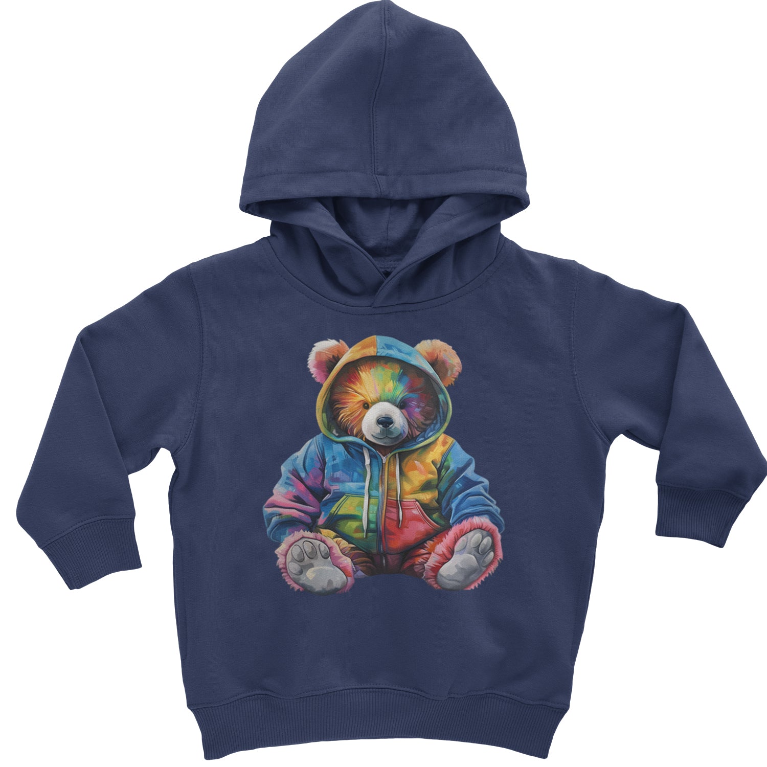 Rainbow Streetwear Urban Graffiti Bear Toddler Hoodie Or Infant Fleece Romper Navy Blue