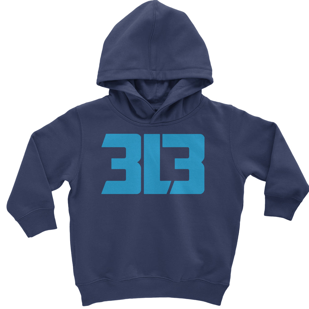 3L3 From The 313 Detroit Football Toddler Hoodie And Infant Fleece Romper Navy Blue