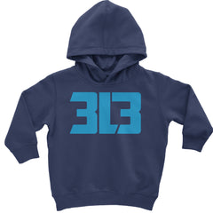 3L3 From The 313 Detroit Football Toddler Hoodie And Infant Fleece Romper Navy Blue