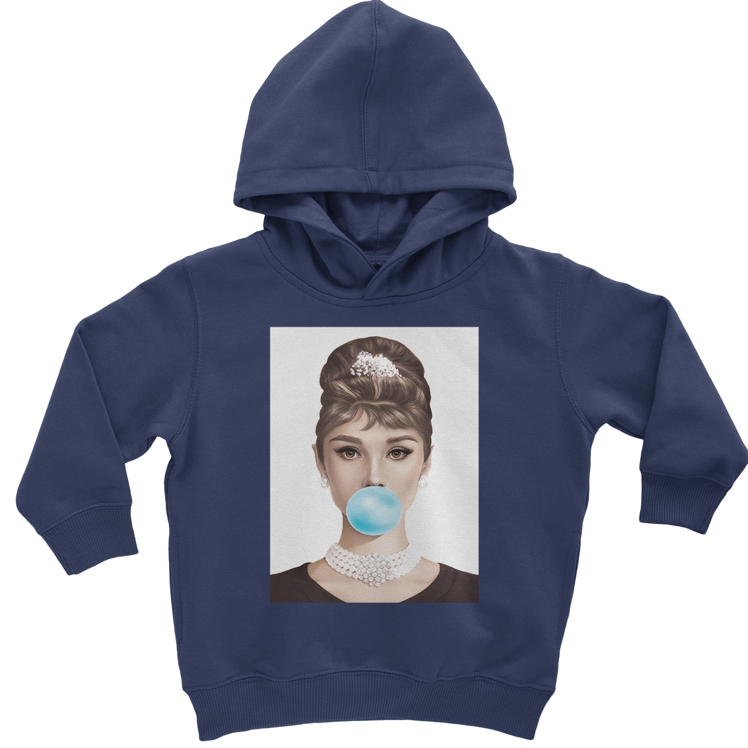 Audrey Hepburn Chewing Bubble Gum American Icon Toddler Hoodie And Infant Fleece Romper Navy Blue