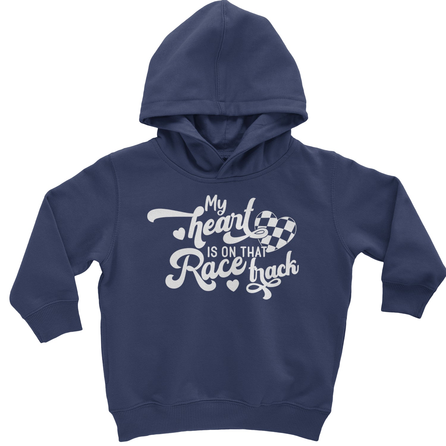 My Heart Is On That Race Track Toddler Hoodie And Infant Fleece Romper Black