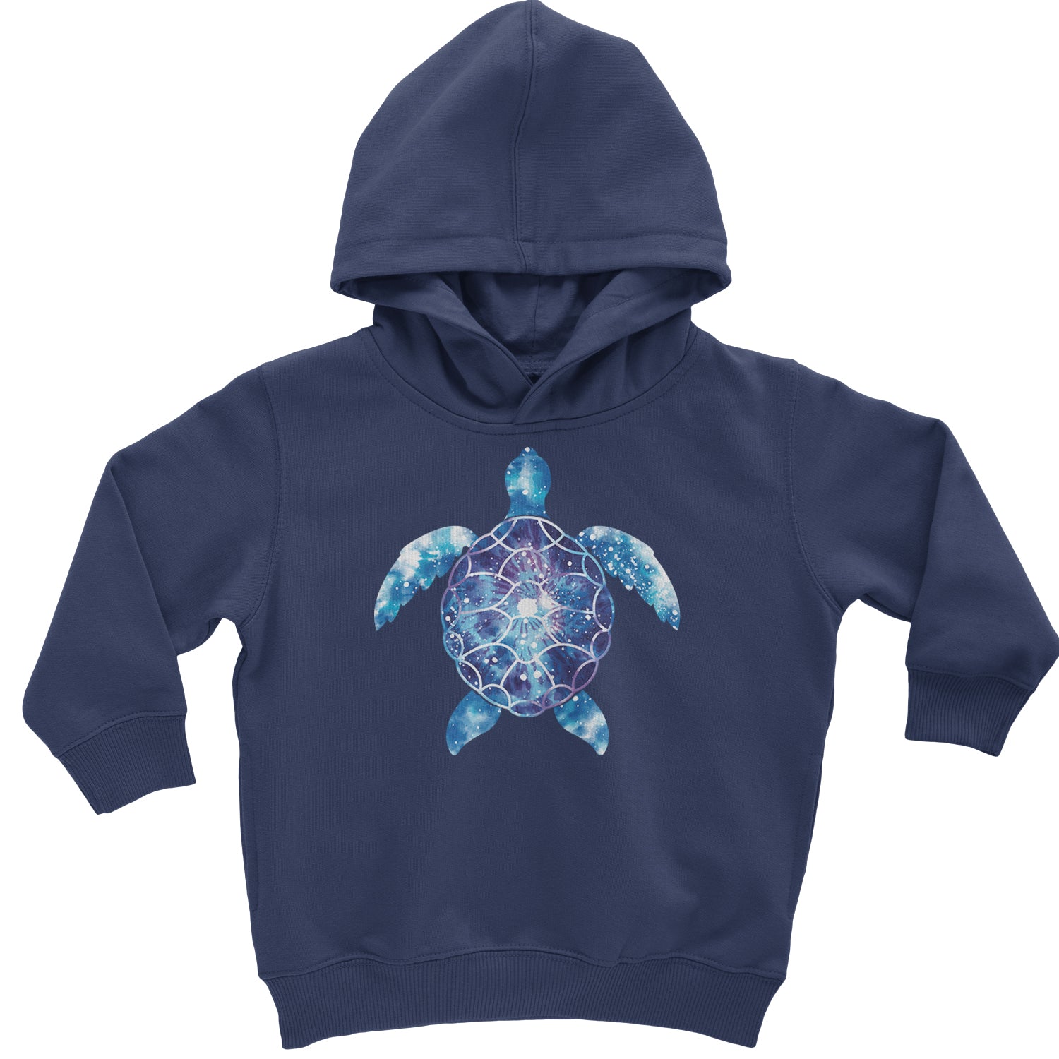 Ocean Aura Tie-Dye Sea Turtle Toddler Hoodie And Infant Fleece Romper Navy Blue