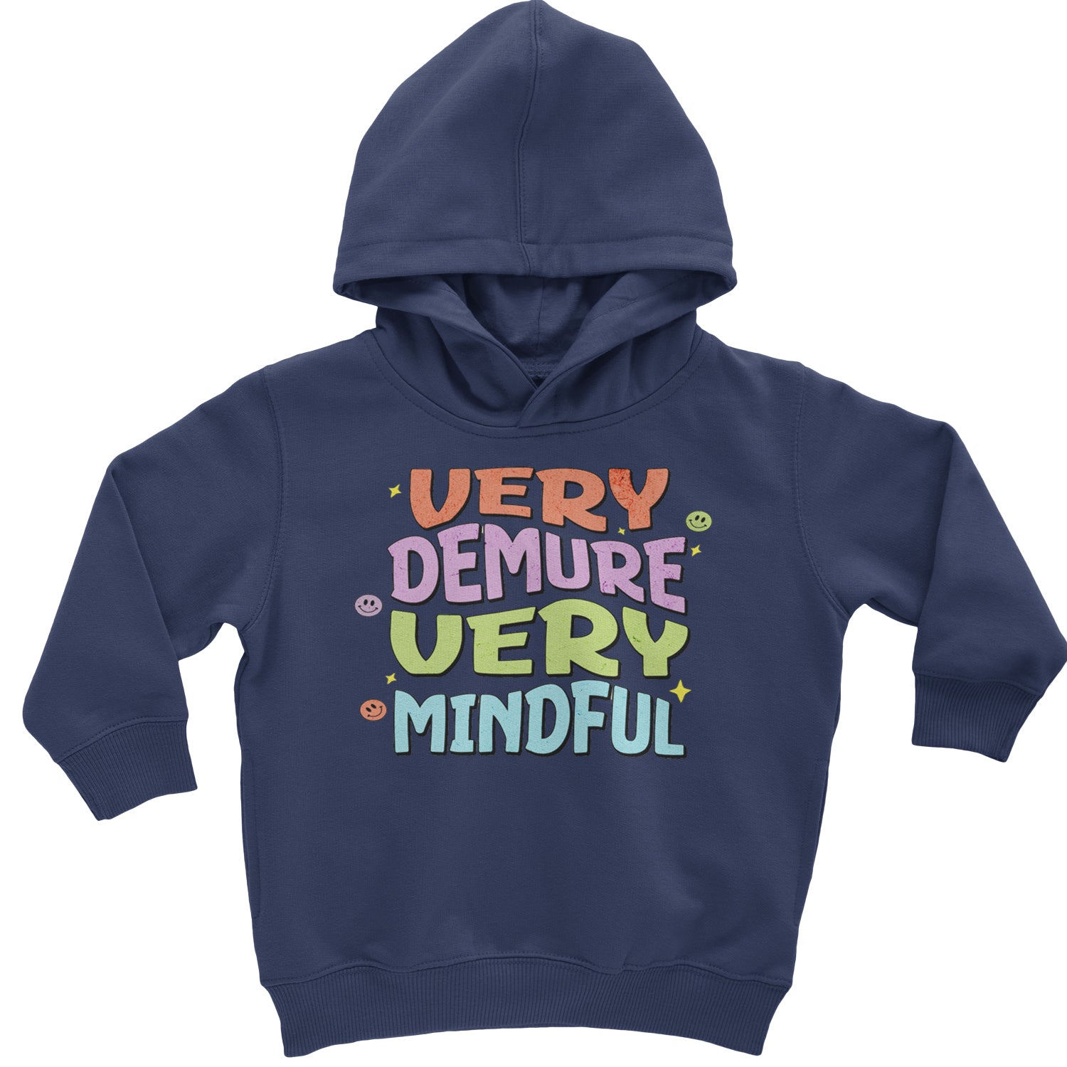 Very Demure, Very Mindful Toddler Hoodie And Infant Fleece Romper Navy Blue