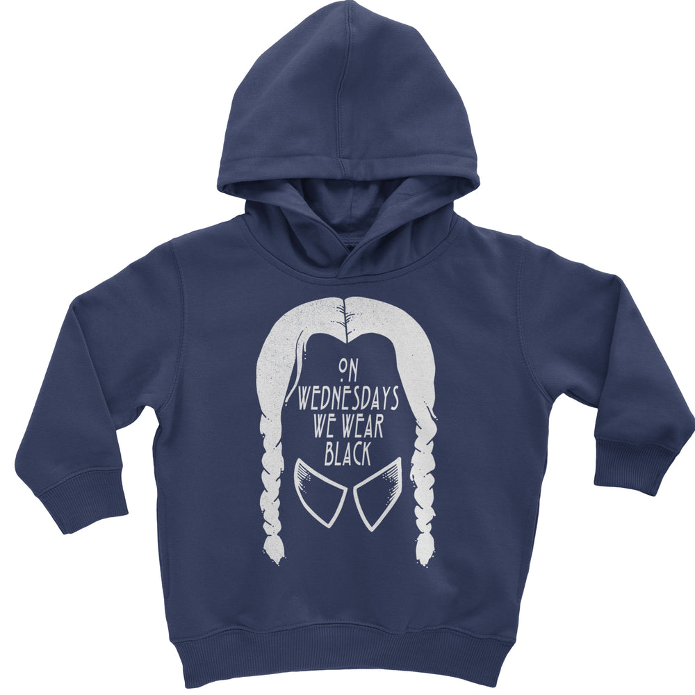 On Wednesdays, We Wear Black Toddler Hoodie And Infant Fleece Romper Navy Blue