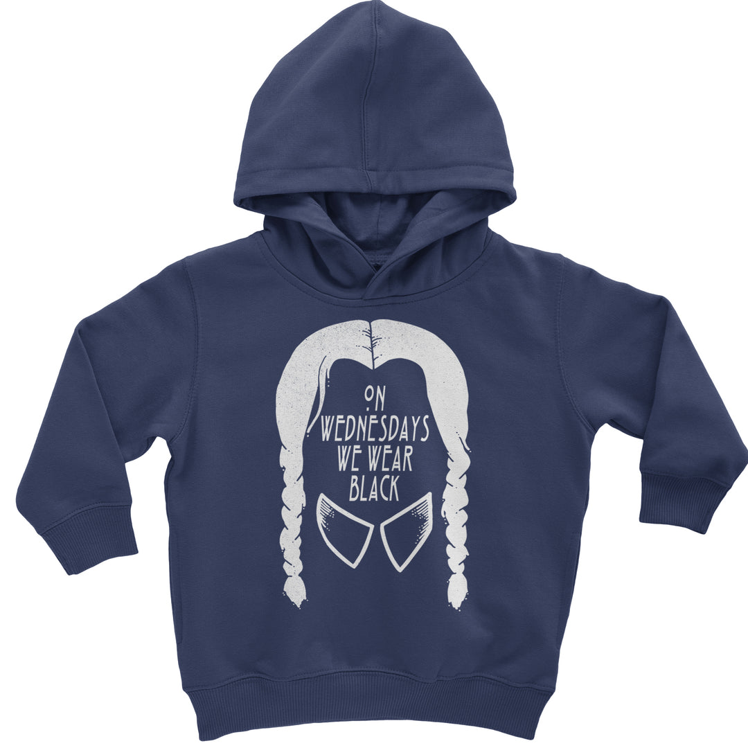 On Wednesdays, We Wear Black Toddler Hoodie And Infant Fleece Romper Navy Blue