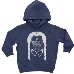 On Wednesdays, We Wear Black Toddler Hoodie And Infant Fleece Romper Navy Blue