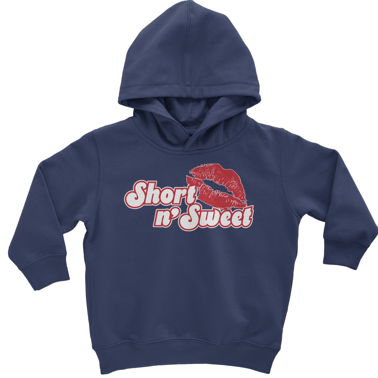 Short N' Sweet Red Lips Toddler Hoodie And Infant Fleece Romper Navy Blue