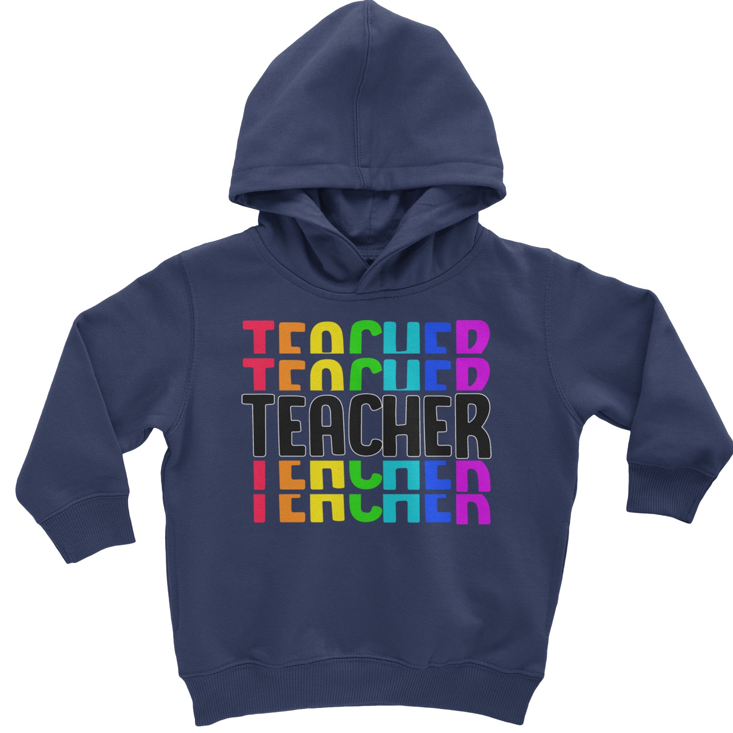 Teacher Repeated Rainbow Pattern Toddler Hoodie And Infant Fleece Romper Navy Blue