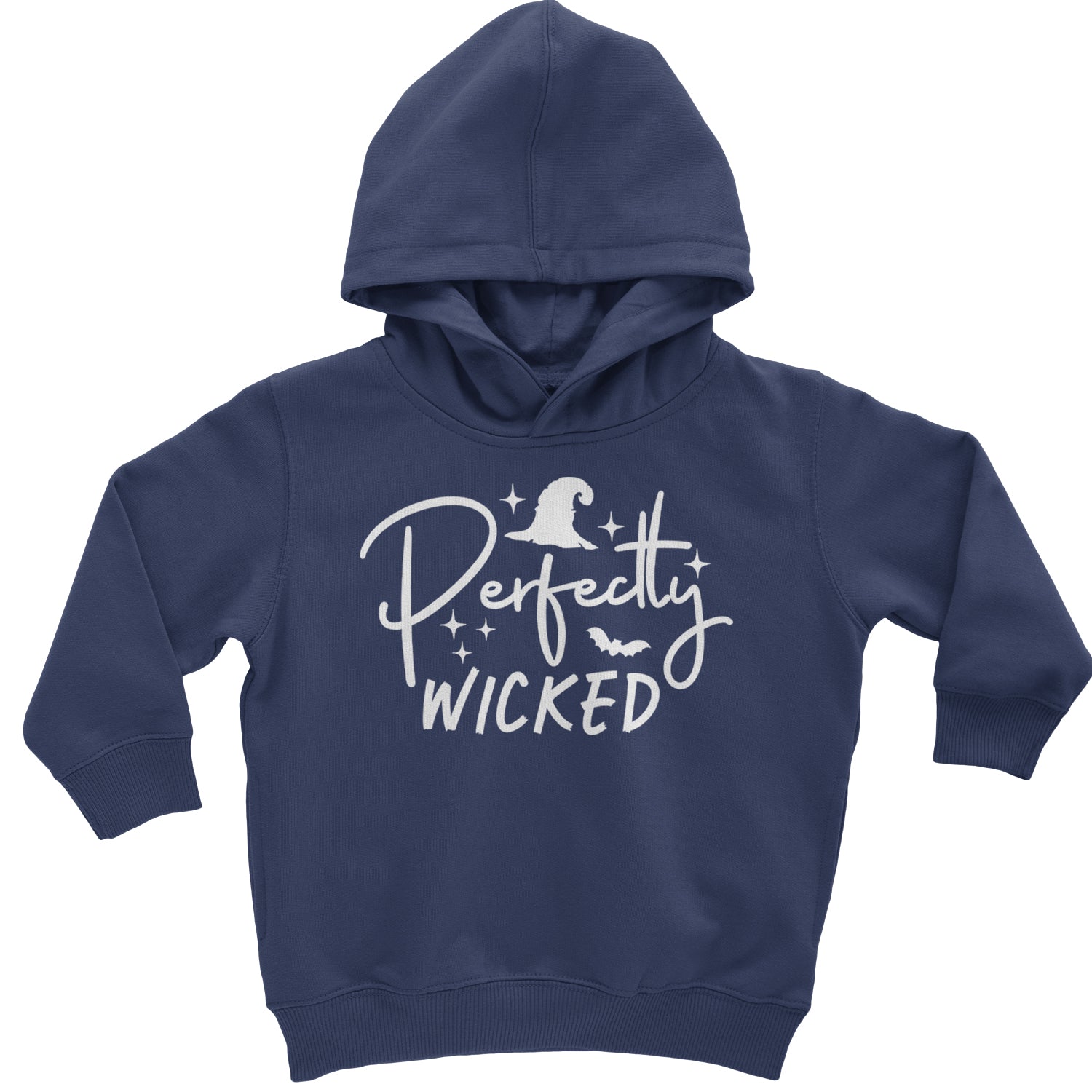 Perfectly Wicked Witchy Halloween Toddler Hoodie And Infant Fleece Romper Navy Blue