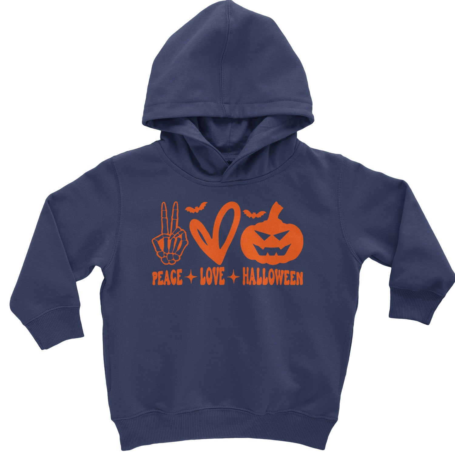 Peace, Love and Halloween Toddler Hoodie And Infant Fleece Romper Black