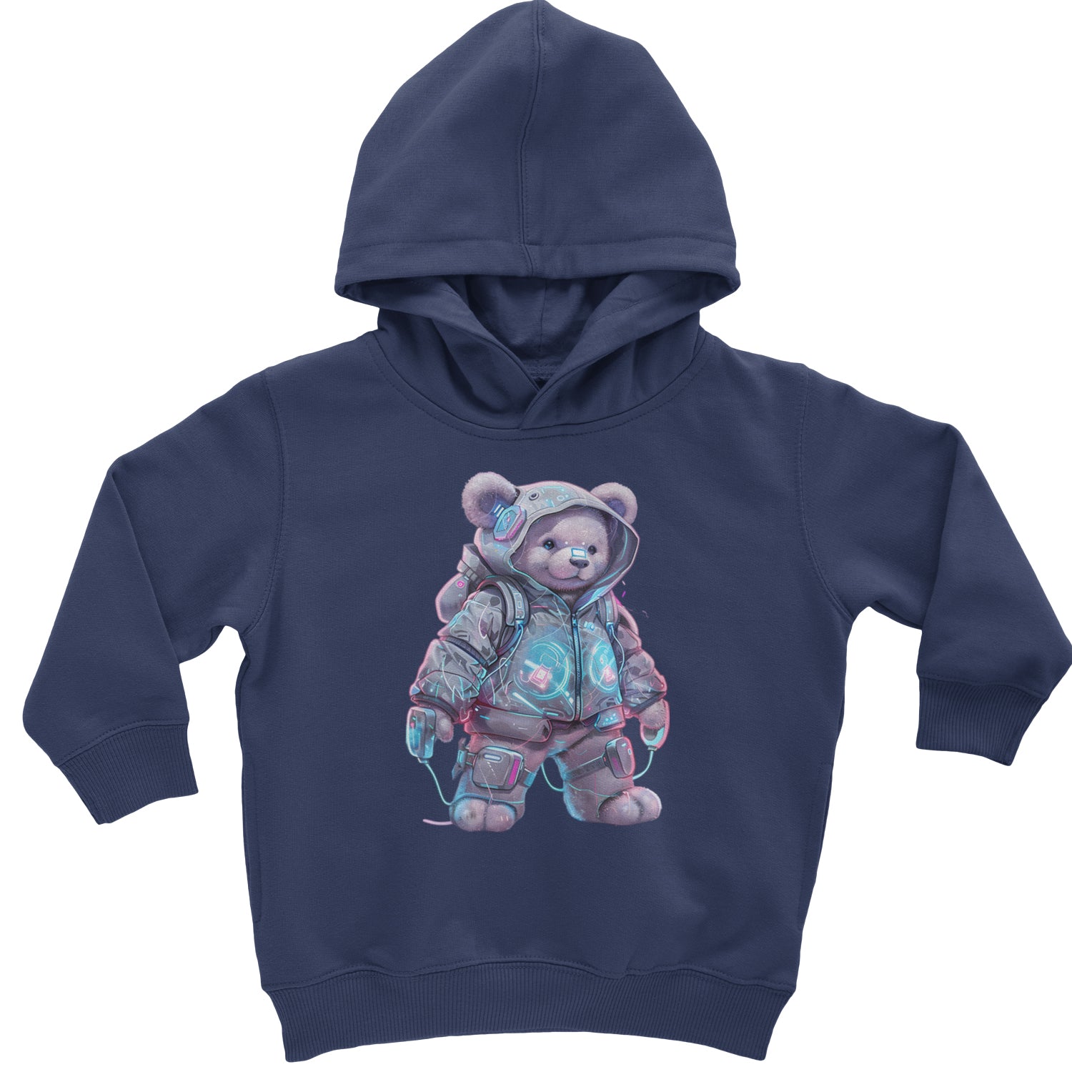 Cyberpunk Adventure Urban Graffiti Bear Toddler Hoodie Or Infant Fleece Romper Navy Blue