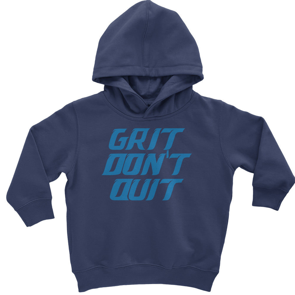 Grit Don't Quit Detroit Grit Toddler Hoodie And Infant Fleece Romper Navy Blue