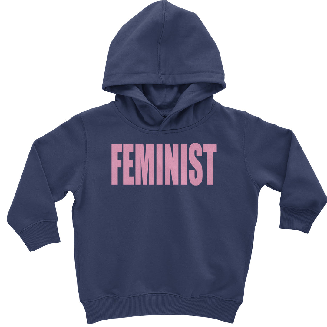 Feminist (Pink Print) Toddler Hoodie And Infant Fleece Romper Navy Blue