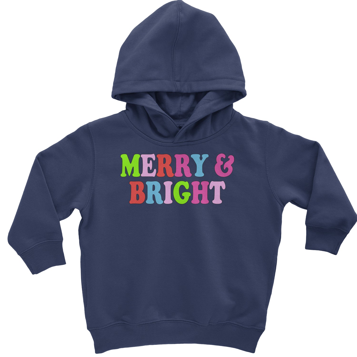 Merry and Bright Festive Christmas Holiday Toddler Hoodie And Infant Fleece Romper Navy Blue