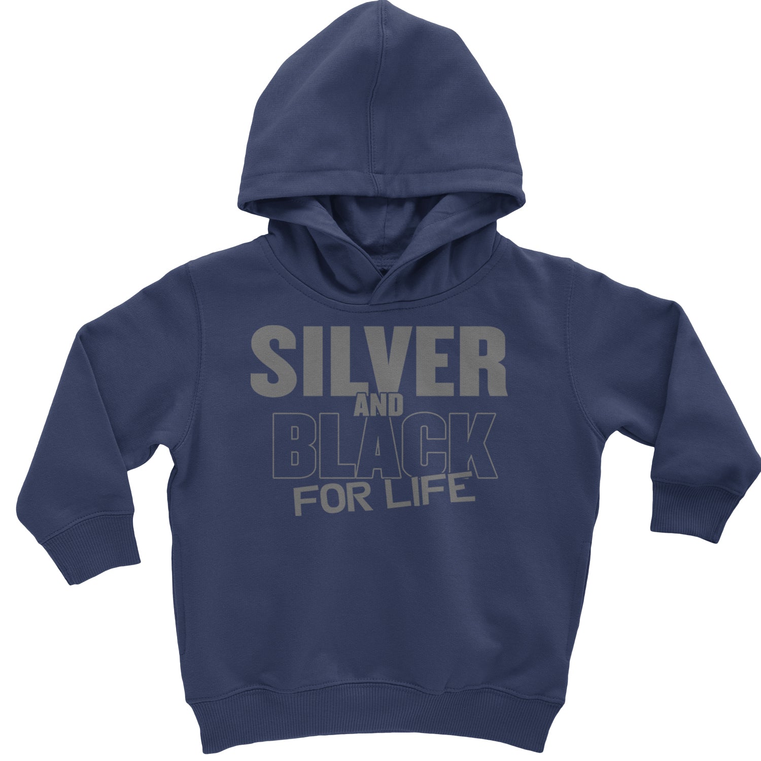 Silver And Black For Life Football Fan Toddler Hoodie And Infant Fleece Romper Black