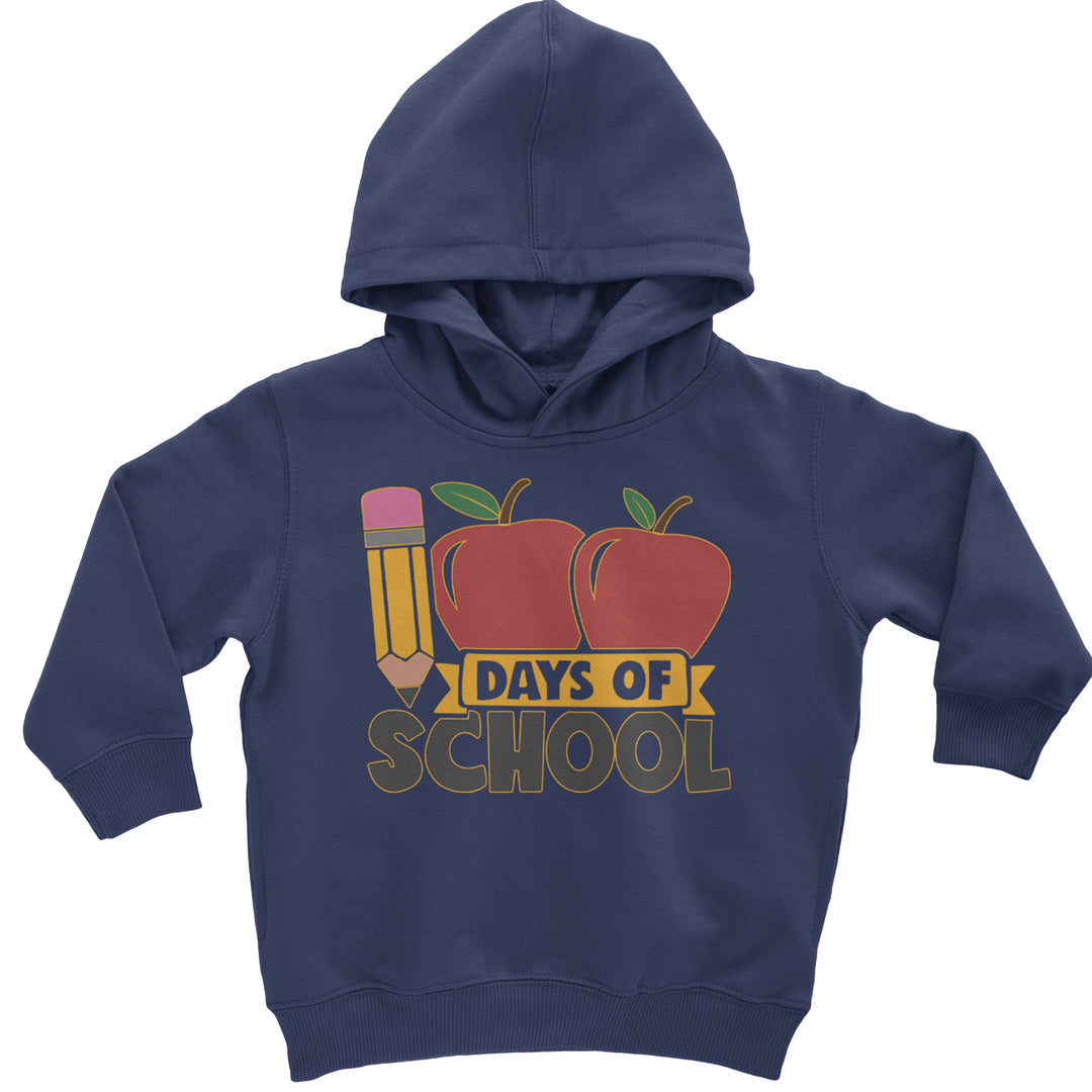 100 Days Of School Apple Pencil Toddler Hoodie And Infant Fleece Romper Navy Blue