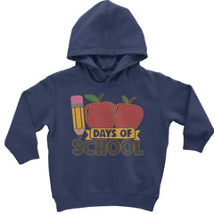 100 Days Of School Apple Pencil Toddler Hoodie And Infant Fleece Romper Navy Blue