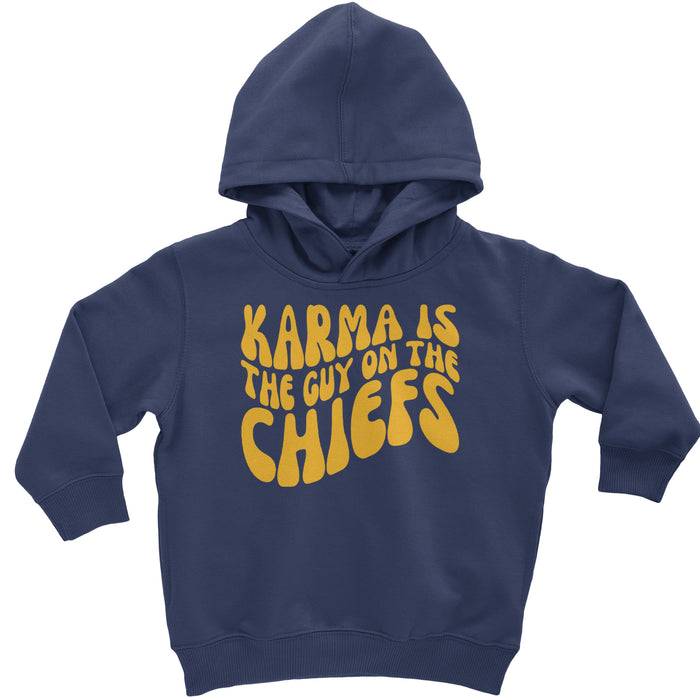 Karma Is The Guy On The Chiefs Boyfriend Toddler Hoodie Or Infant Fleece Romper