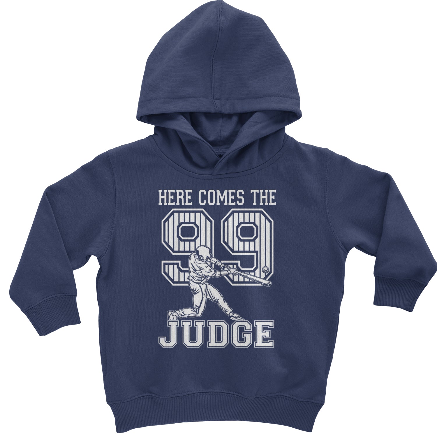 Here Comes The Judge 99 NY Baseball  Toddler Hoodie And Infant Fleece Romper Navy Blue