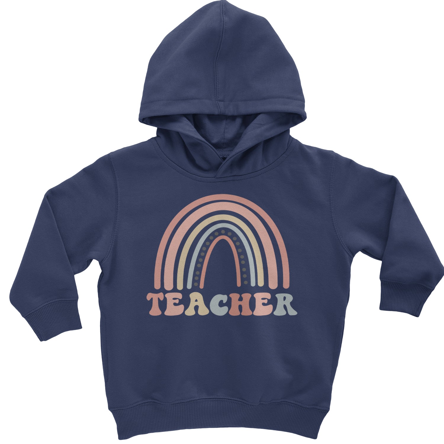 Teacher Pastel Rainbow Toddler Hoodie And Infant Fleece Romper Navy Blue