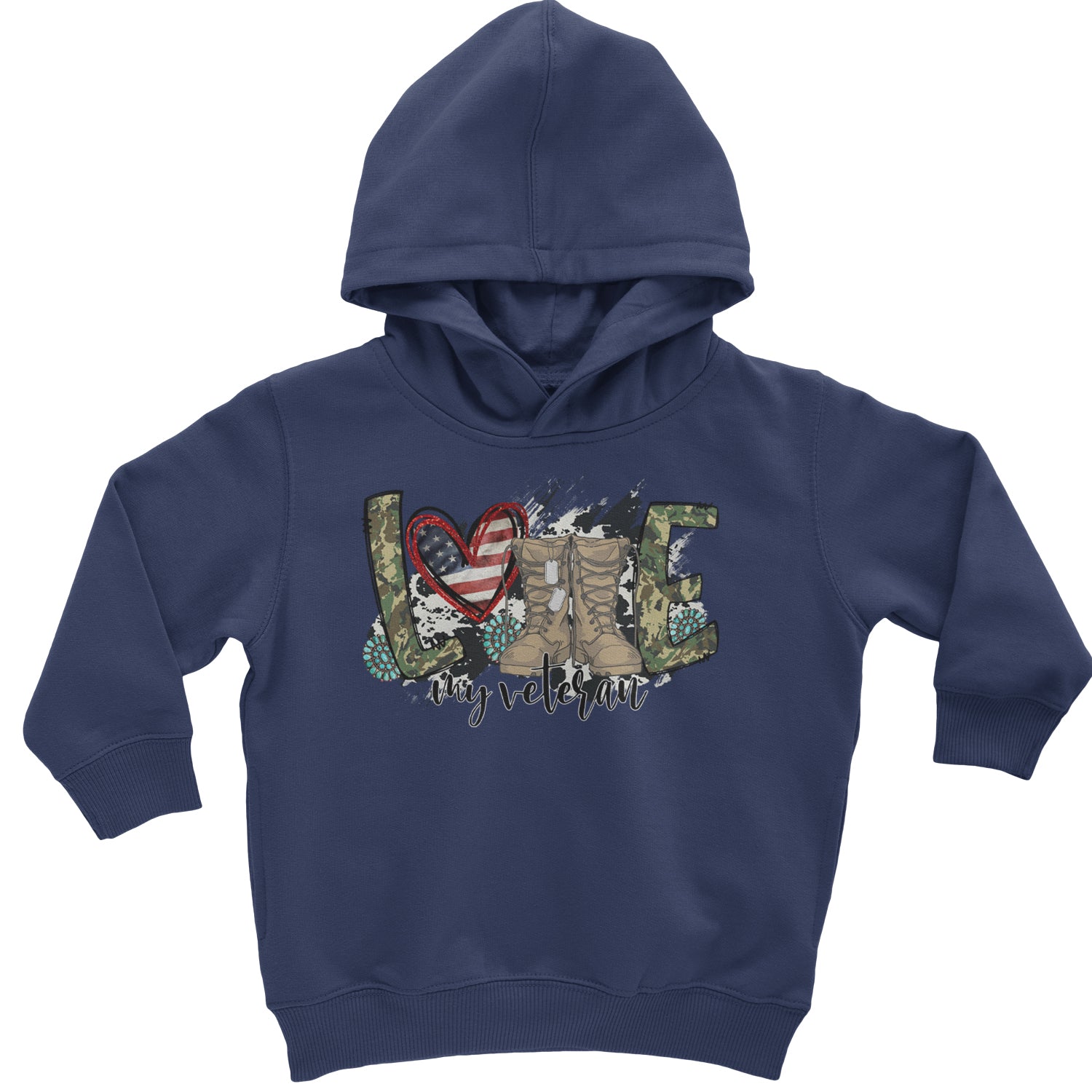 Love My Veteran Honor Veterans Day Toddler Hoodie And Infant Fleece Romper Navy Blue