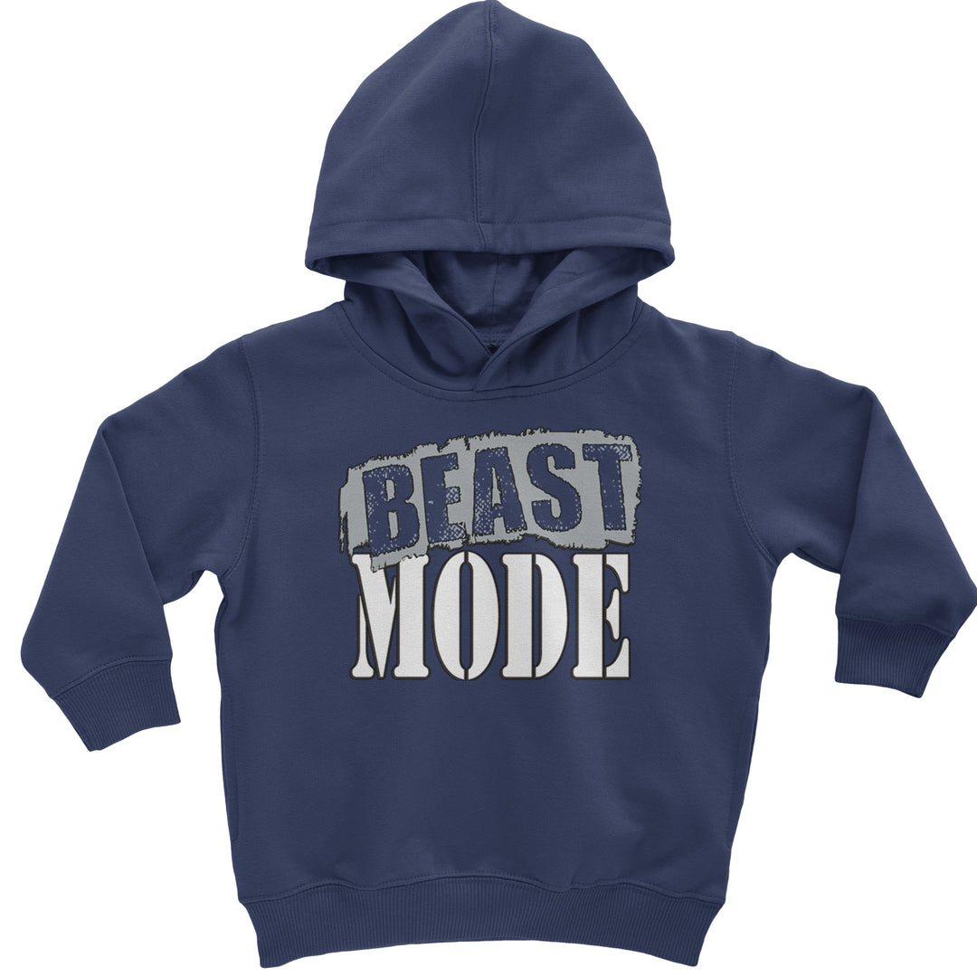 Beast Mode Training Gym Workout graphic on Toddler Hoodie and Baby Fleece Onesie in Navy Blue