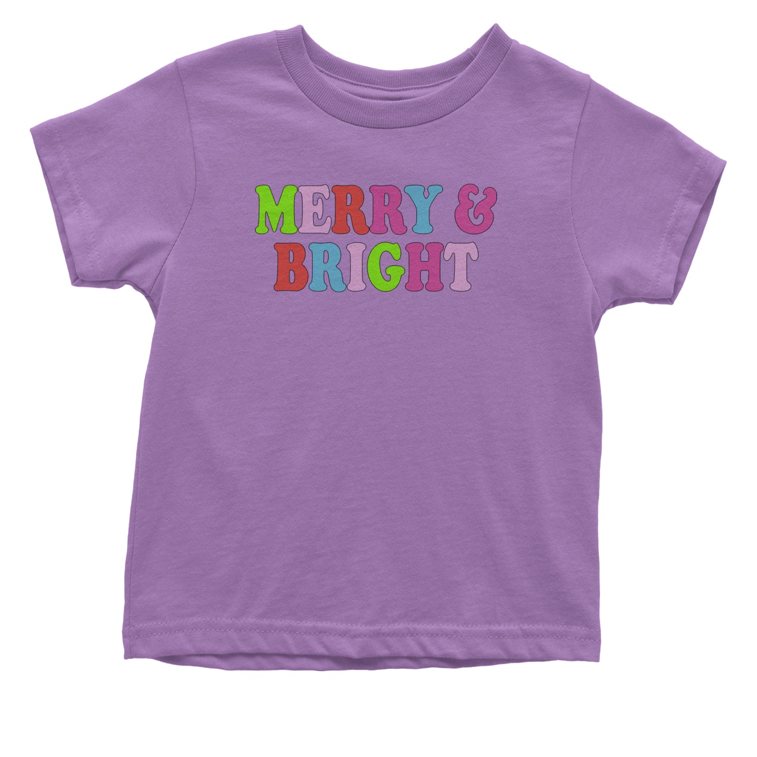 Merry and Bright Festive Christmas Holiday Infant One-Piece Romper Bodysuit and Toddler T-shirt Lavender