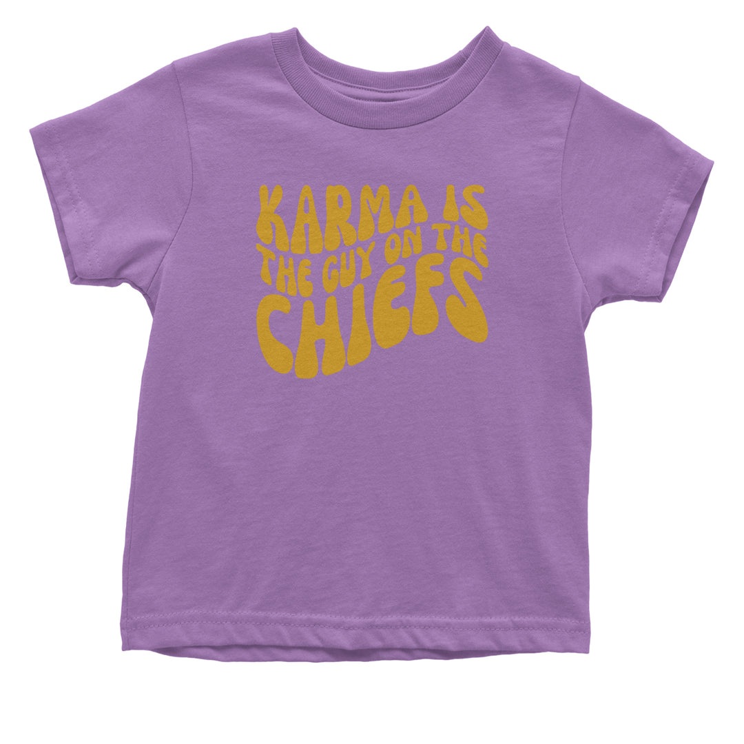 Karma Is The Guy On The Chiefs Boyfriend Infant One-Piece Romper Bodysuit and Toddler T-shirt Lavender