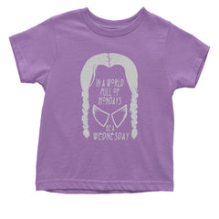 In  A World Full Of Mondays, Be A Wednesday Infant One-Piece Romper Bodysuit and Toddler T-shirt Lavender