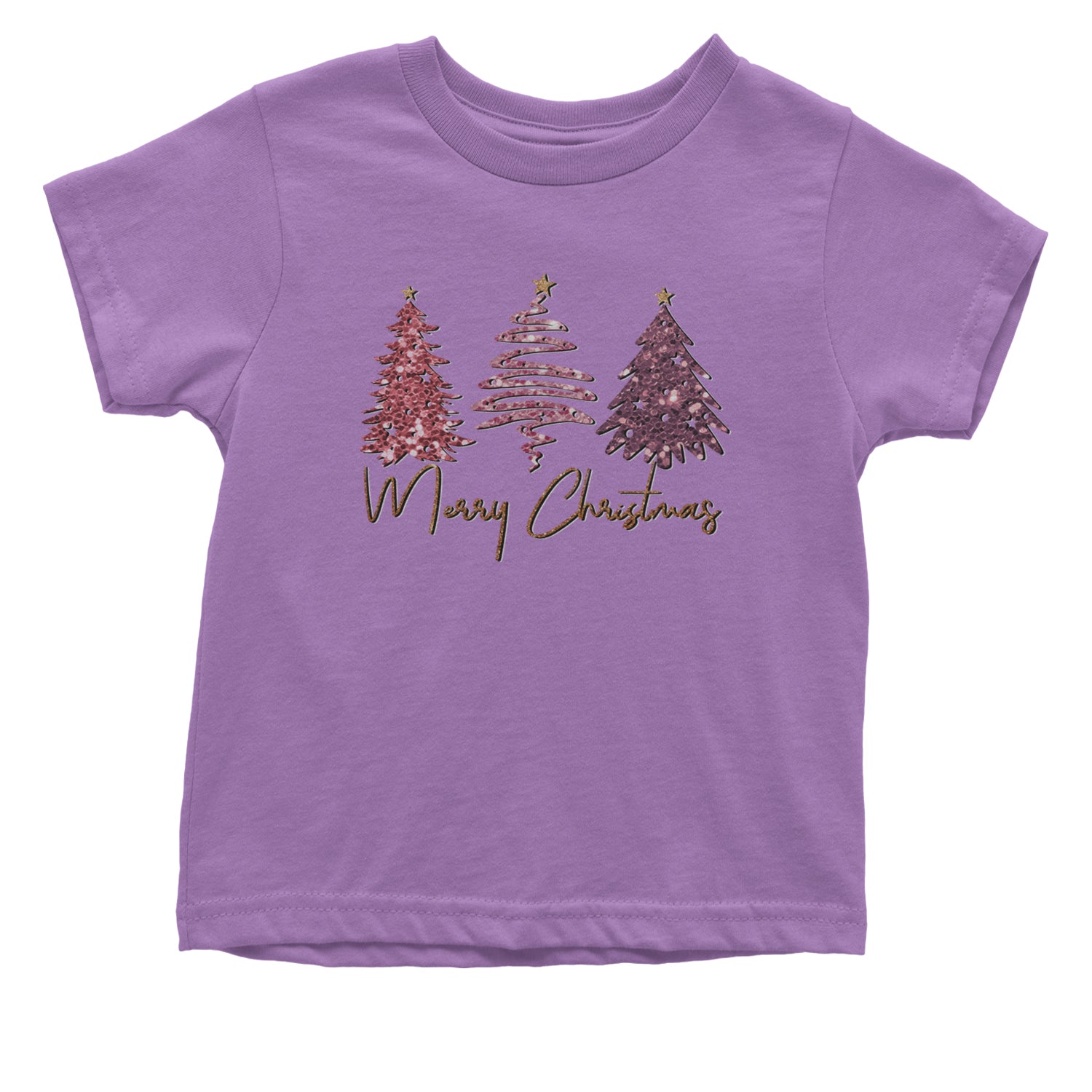 Merry Christmas Faux Glitter Trees Infant One-Piece Romper Bodysuit and Toddler T-shirt Lavender