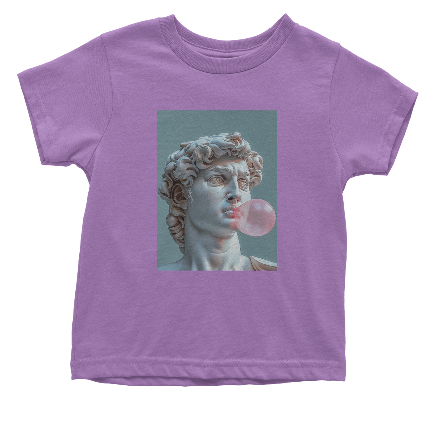 Michelangelo's David with Bubble Gum Contemporary Statue Art Infant One-Piece Romper Bodysuit and Toddler T-shirt Lavender