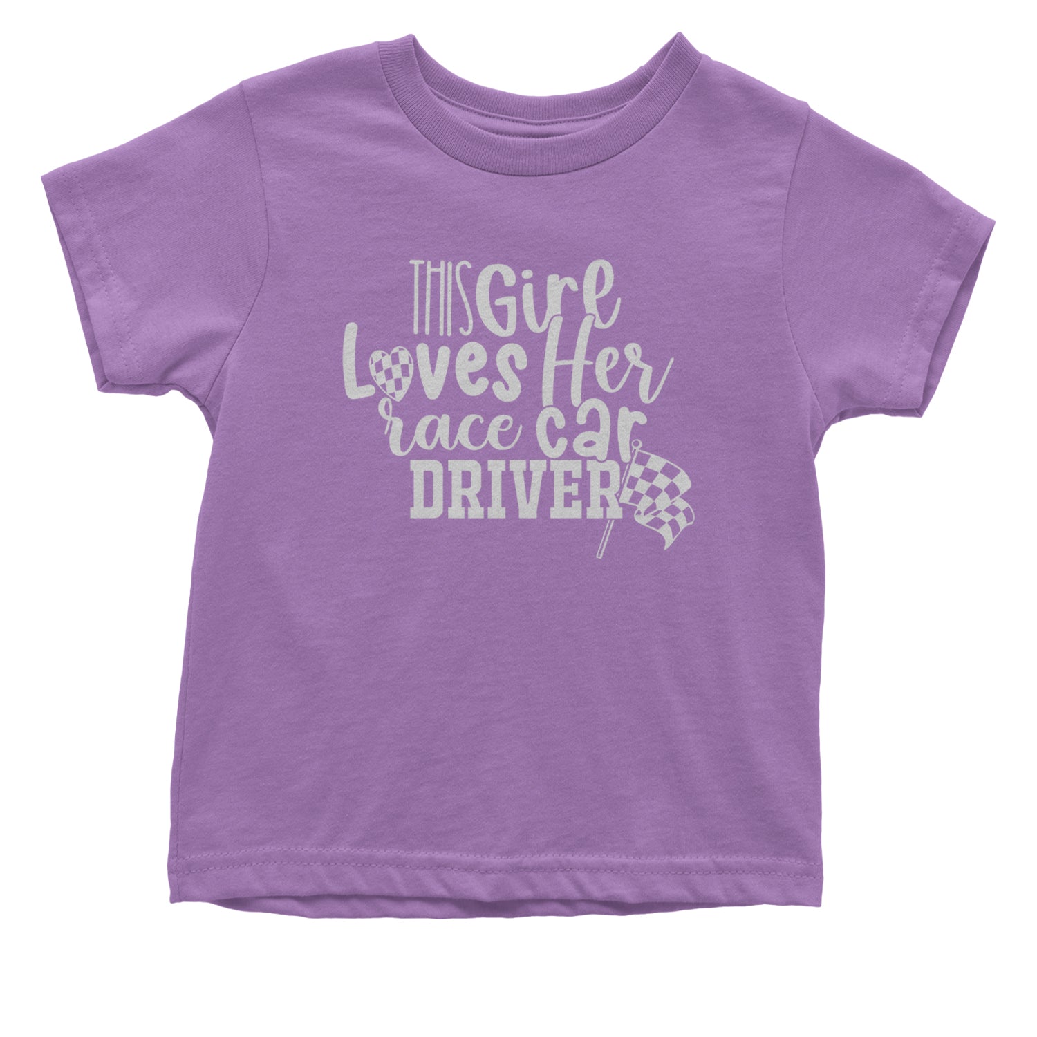 This Girl Loves Her Racecar Driver Infant One-Piece Romper Bodysuit and Toddler T-shirt Lavender