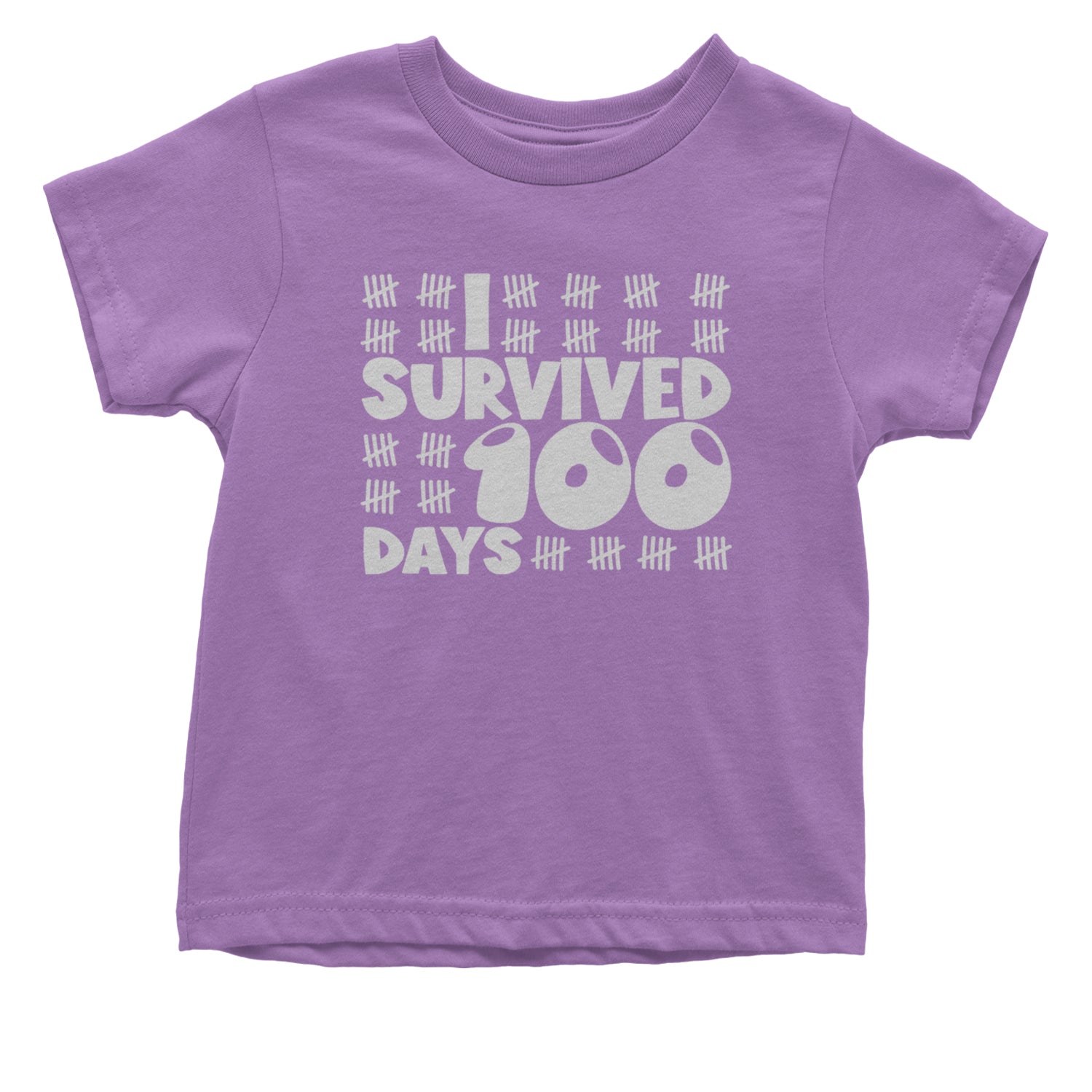 I Survived 100 Days Tally Marks Infant One-Piece Romper Bodysuit and Toddler T-shirt Lavender