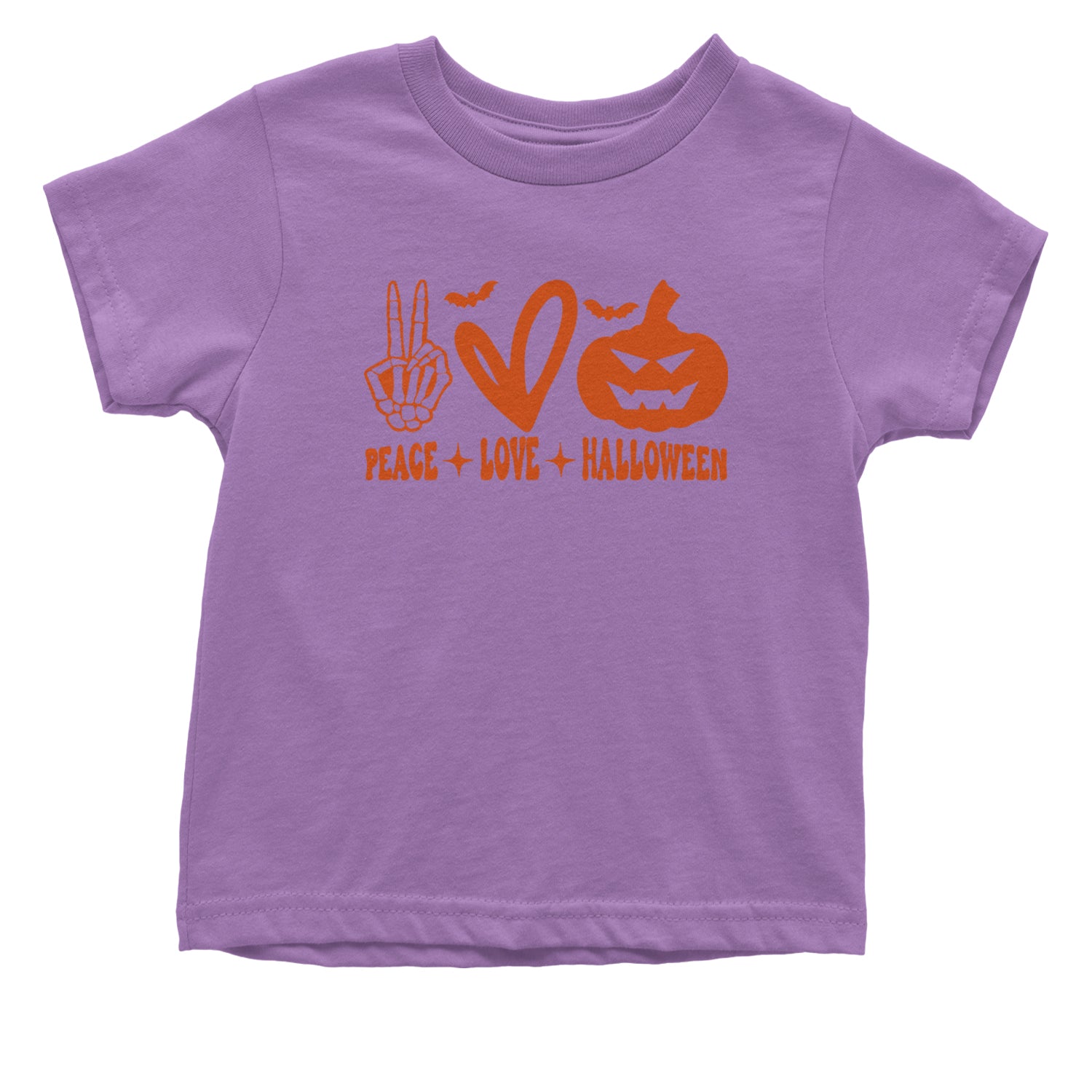 Peace, Love and Halloween Infant One-Piece Romper Bodysuit and Toddler T-shirt Lavender