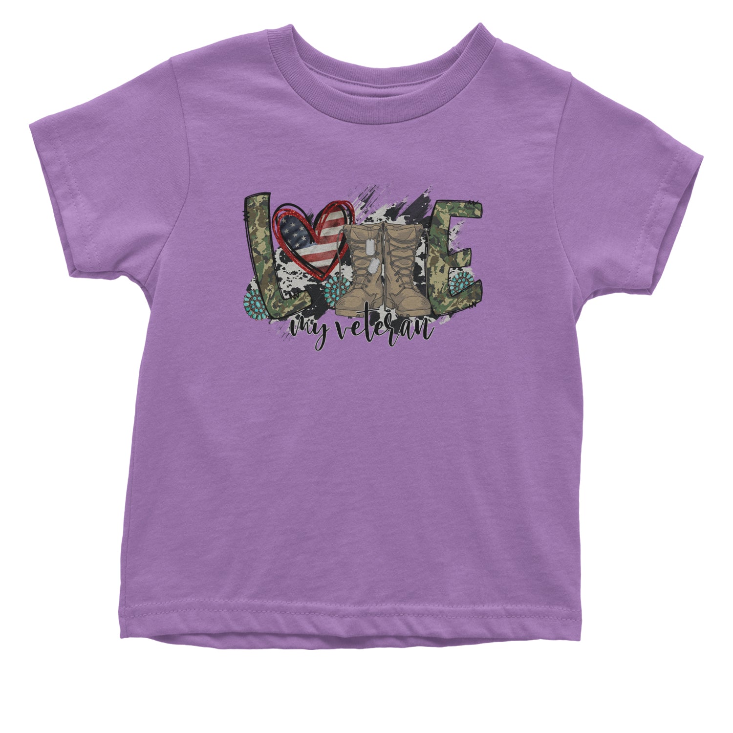 Love My Veteran Honor Veterans Day Infant One-Piece Romper Bodysuit and Toddler T-shirt Lavender