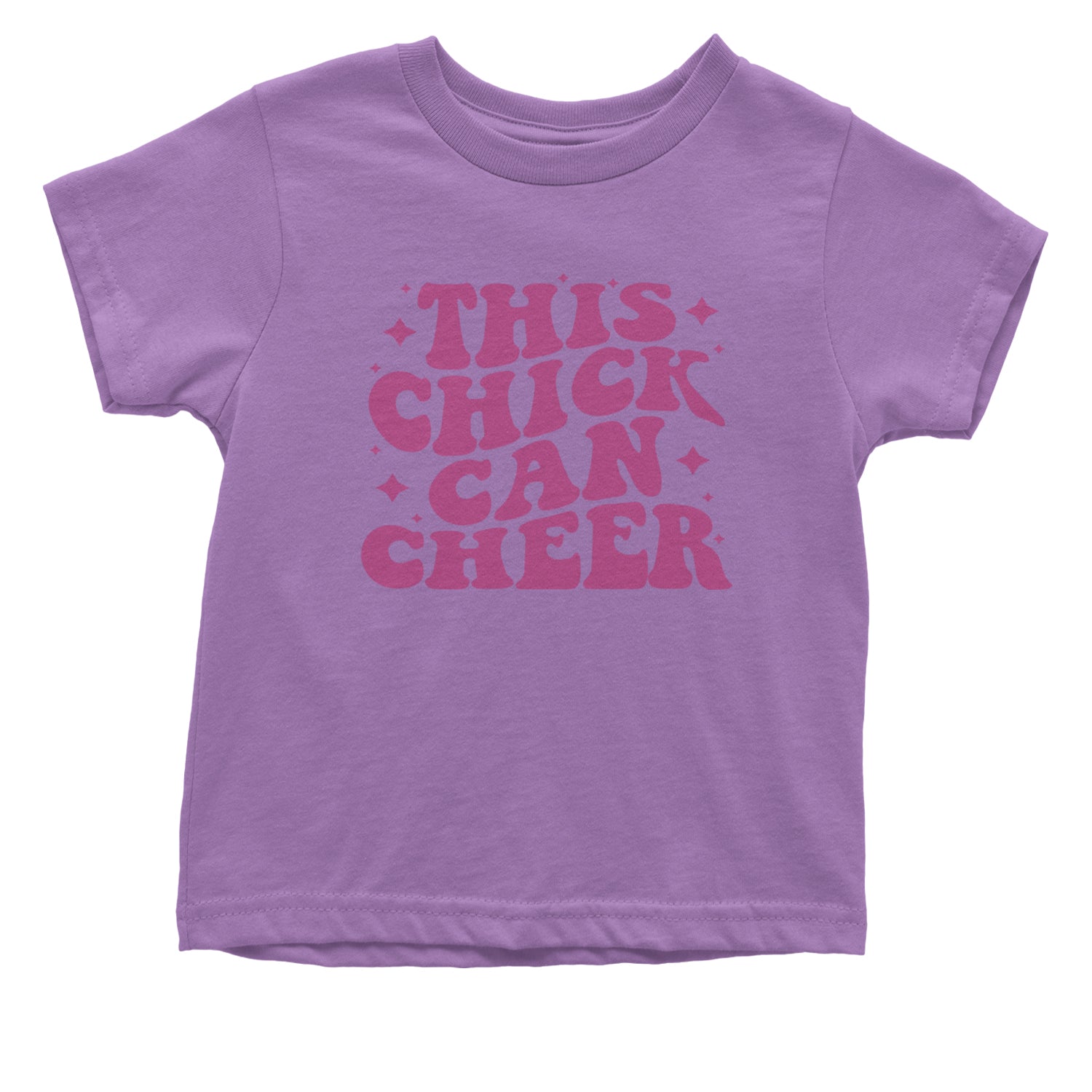 This Chick Can Cheer Infant One-Piece Romper Bodysuit and Toddler T-shirt Lavender