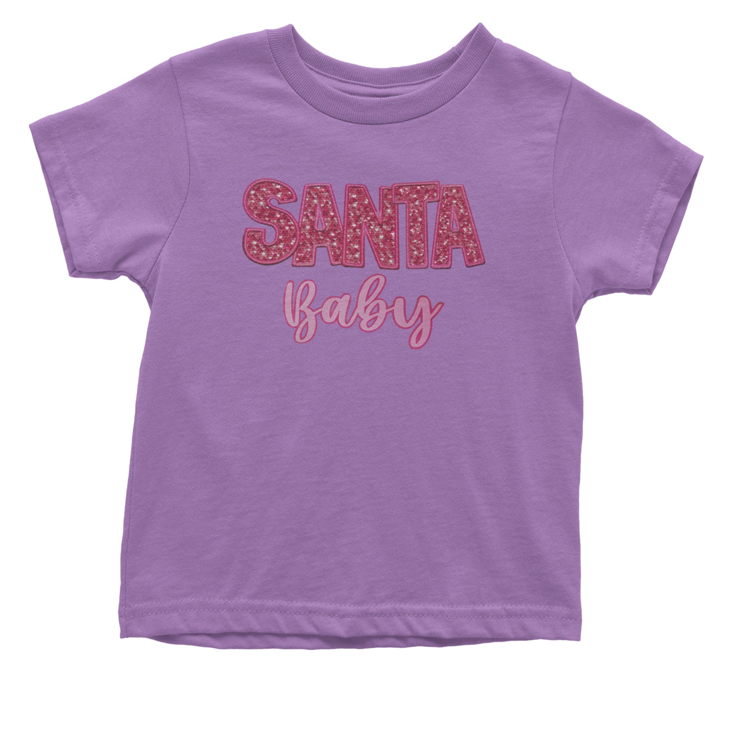 Santa Baby Faux Patch and Sequins Infant One-Piece Romper Bodysuit and Toddler T-shirt Lavender