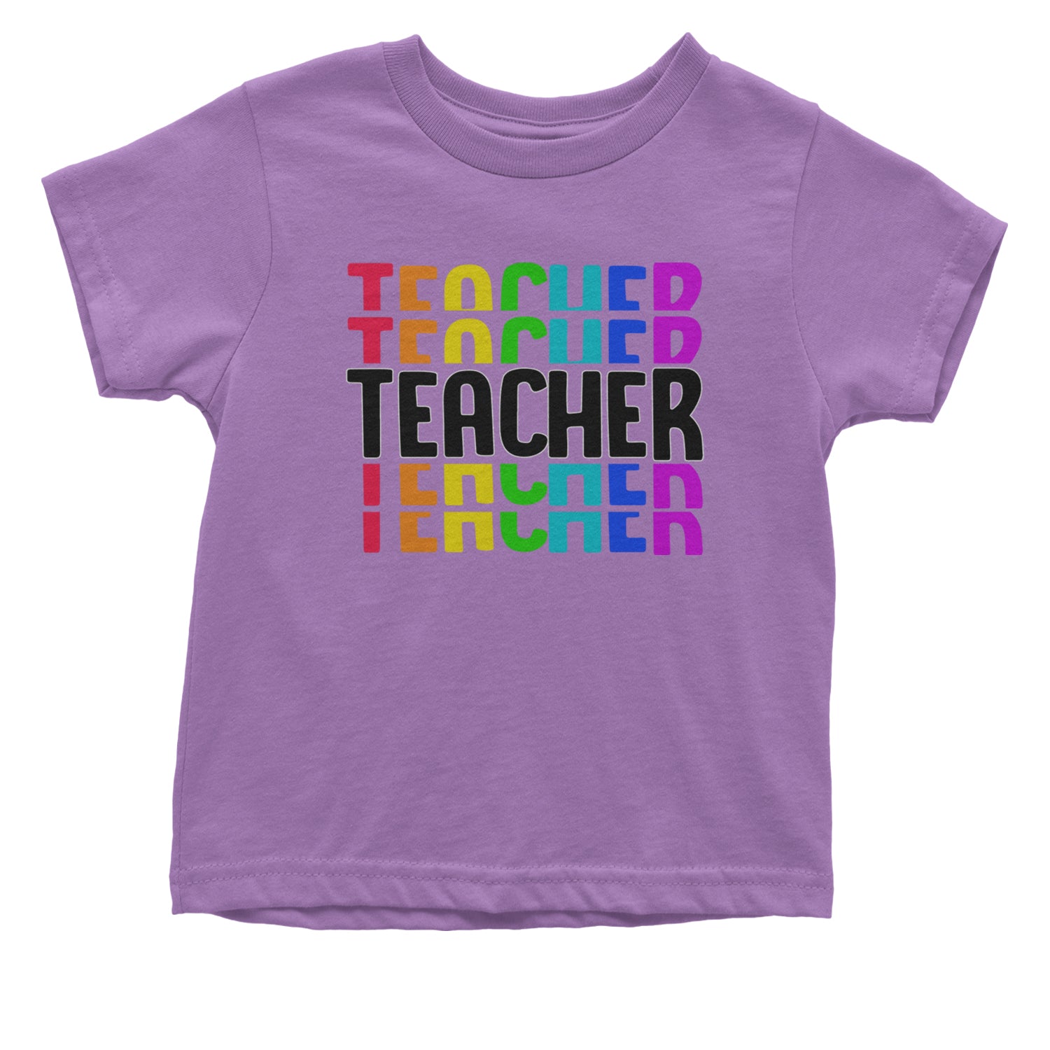 Teacher Repeated Rainbow Pattern Infant One-Piece Romper Bodysuit and Toddler T-shirt Lavender