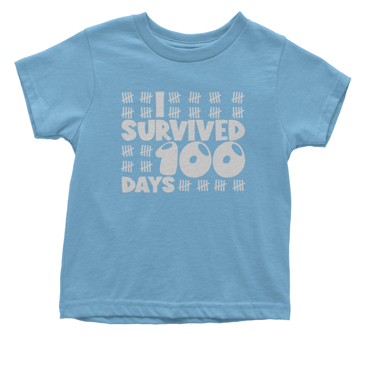 I Survived 100 Days Tally Marks Infant One-Piece Romper Bodysuit and Toddler T-shirt Light Blue