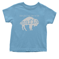 This Girl Has Ties To The Bills Mafia Infant One-Piece Romper Bodysuit and Toddler T-shirt Light Blue