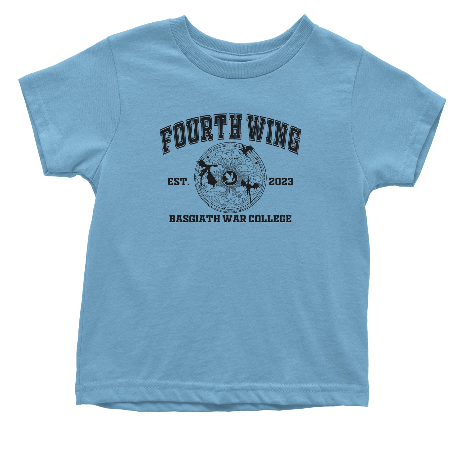 Fourth Wing Basgiath War College Infant One-Piece Romper Bodysuit or Toddler T-shirt Light Blue