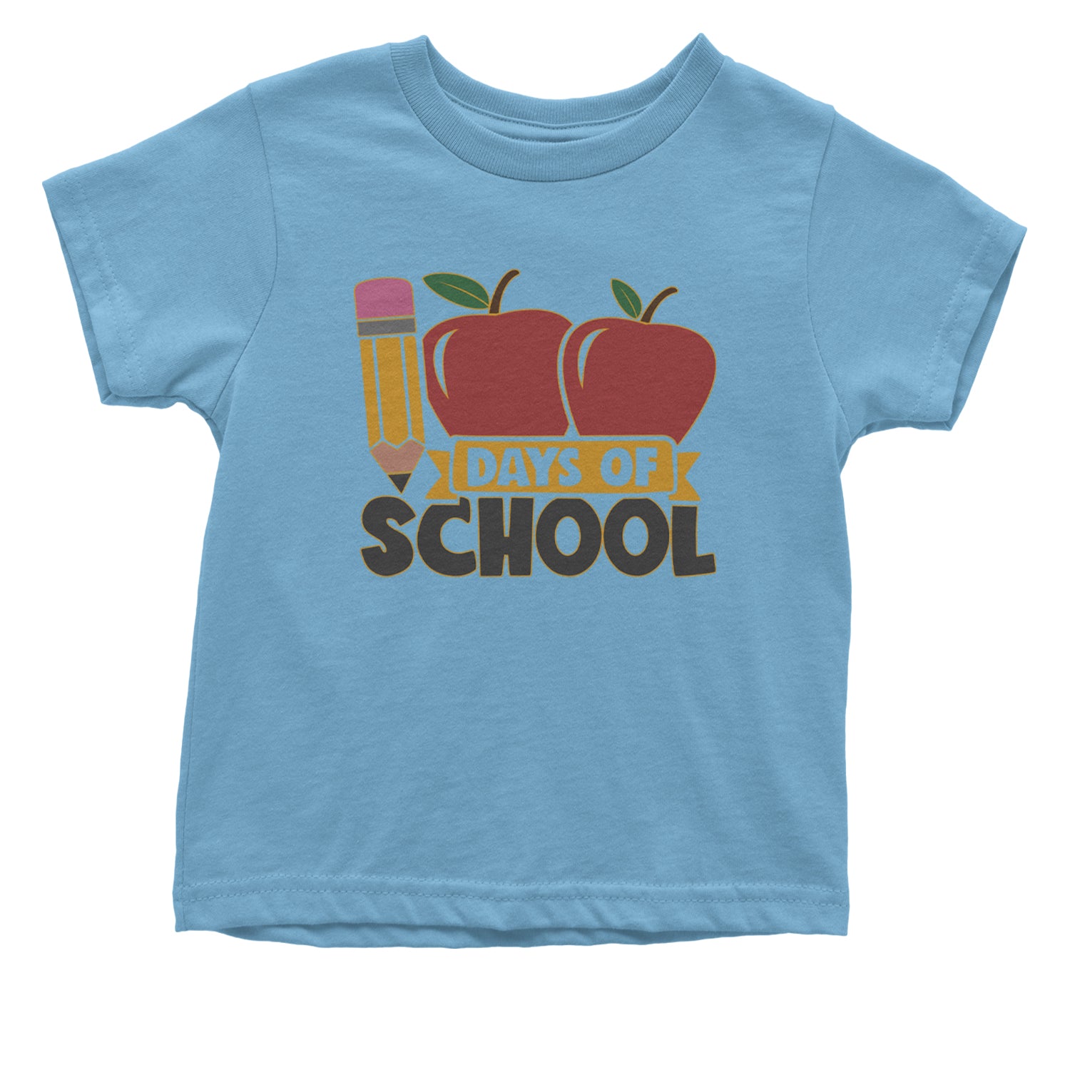 100 Days Of School Apple Pencil Infant One-Piece Romper Bodysuit and Toddler T-shirt Light Blue