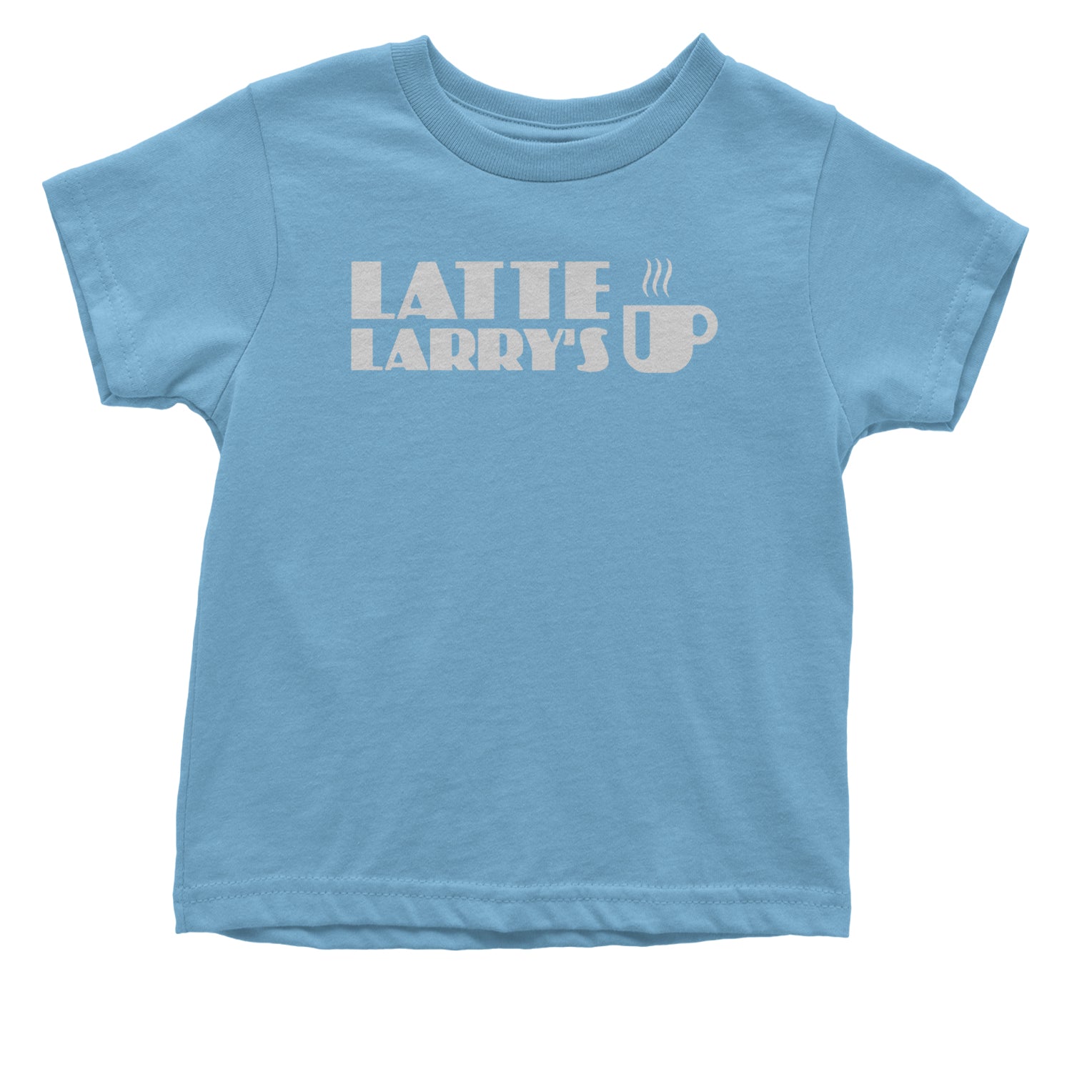 Latte Larry's Enthusiastic Coffee Infant One-Piece Romper Bodysuit and Toddler T-shirt Light Blue