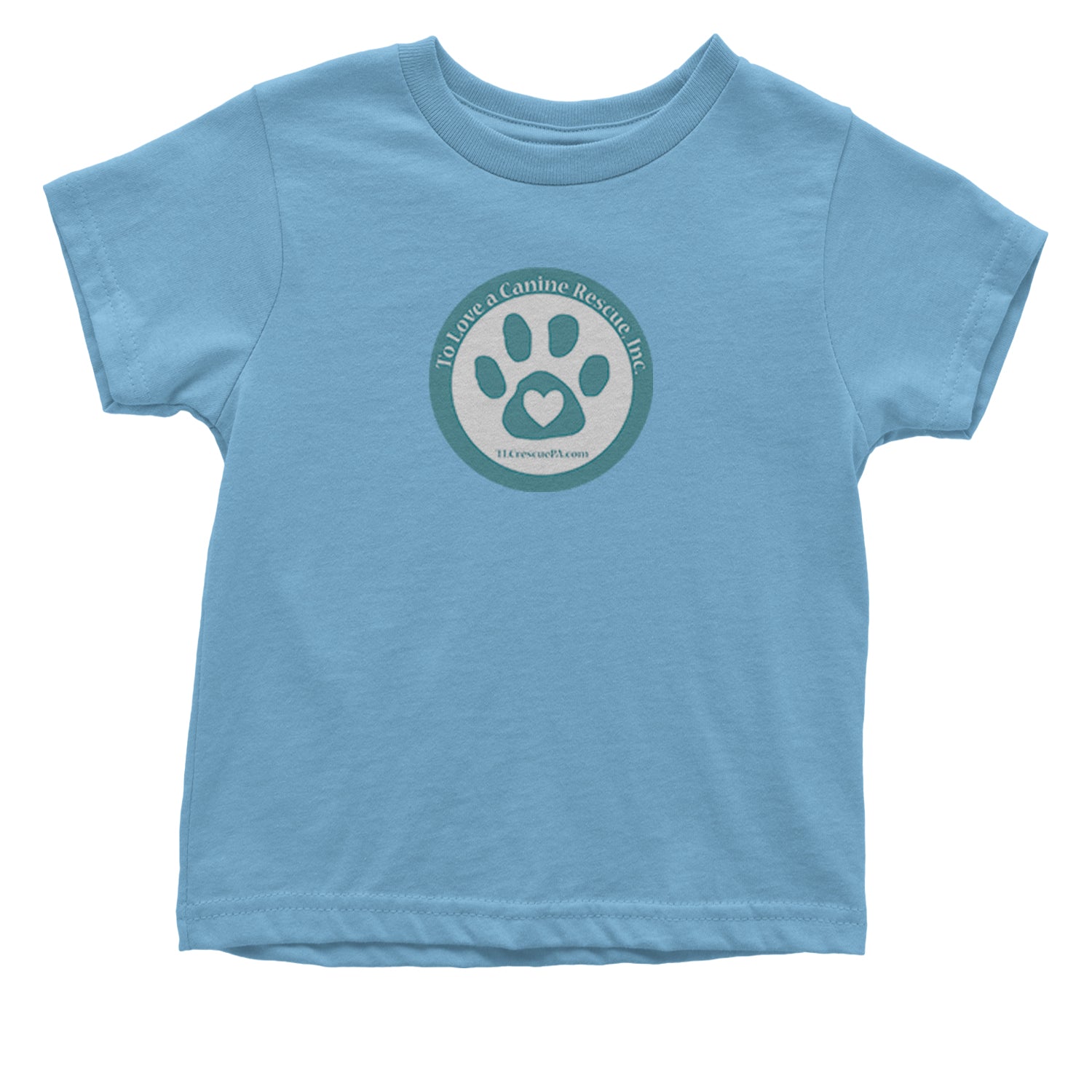 TLC To Love a Canine Dog Rescue Teal Infant One-Piece Romper Bodysuit and Toddler T-shirt Light Blue