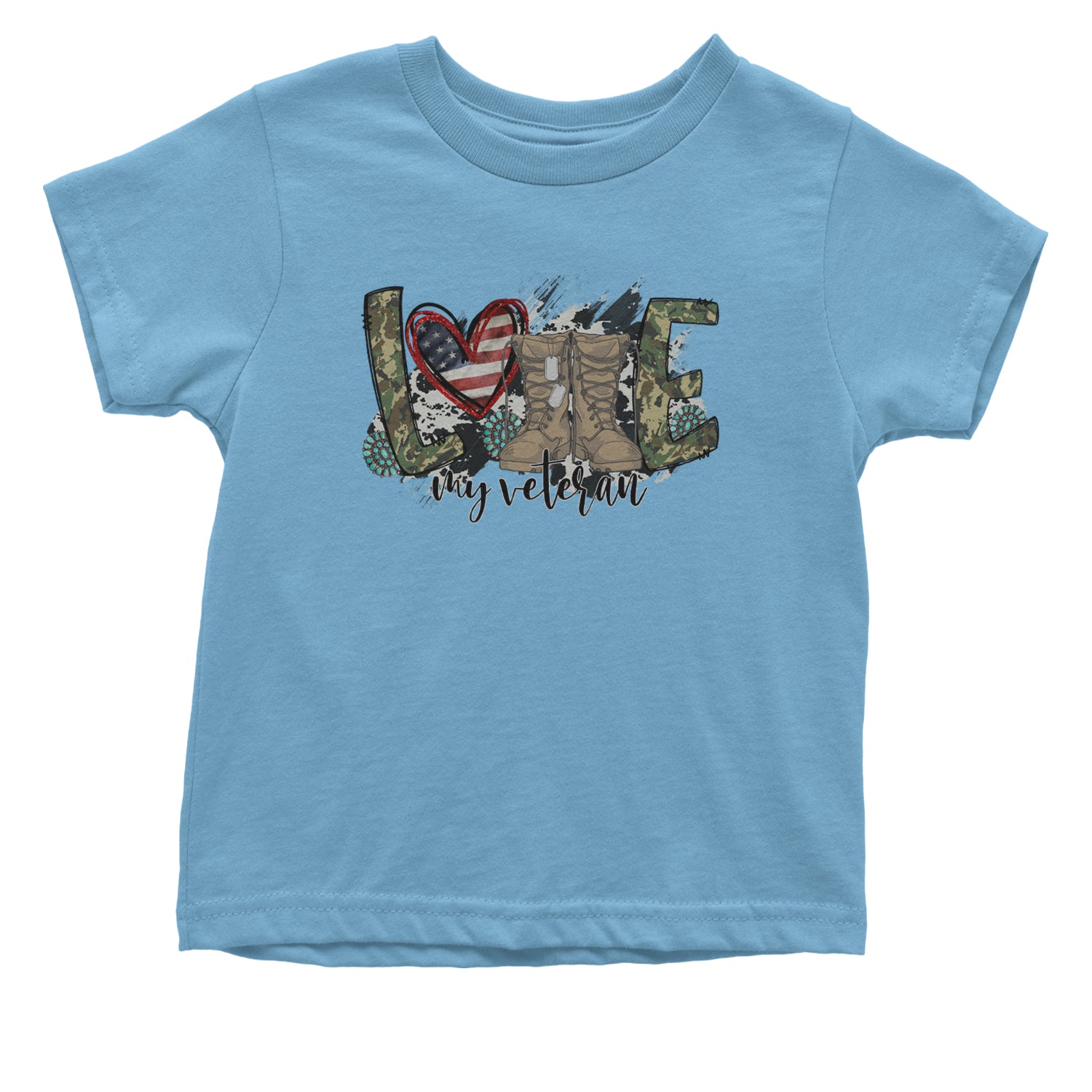 Love My Veteran Honor Veterans Day Infant One-Piece Romper Bodysuit and Toddler T-shirt Light Blue