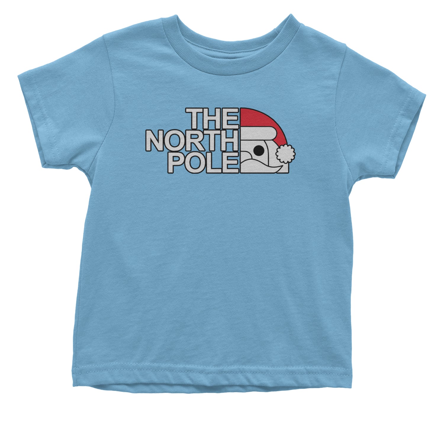 The North Pole Santa Face Infant One-Piece Romper Bodysuit and Toddler T-shirt Light Blue