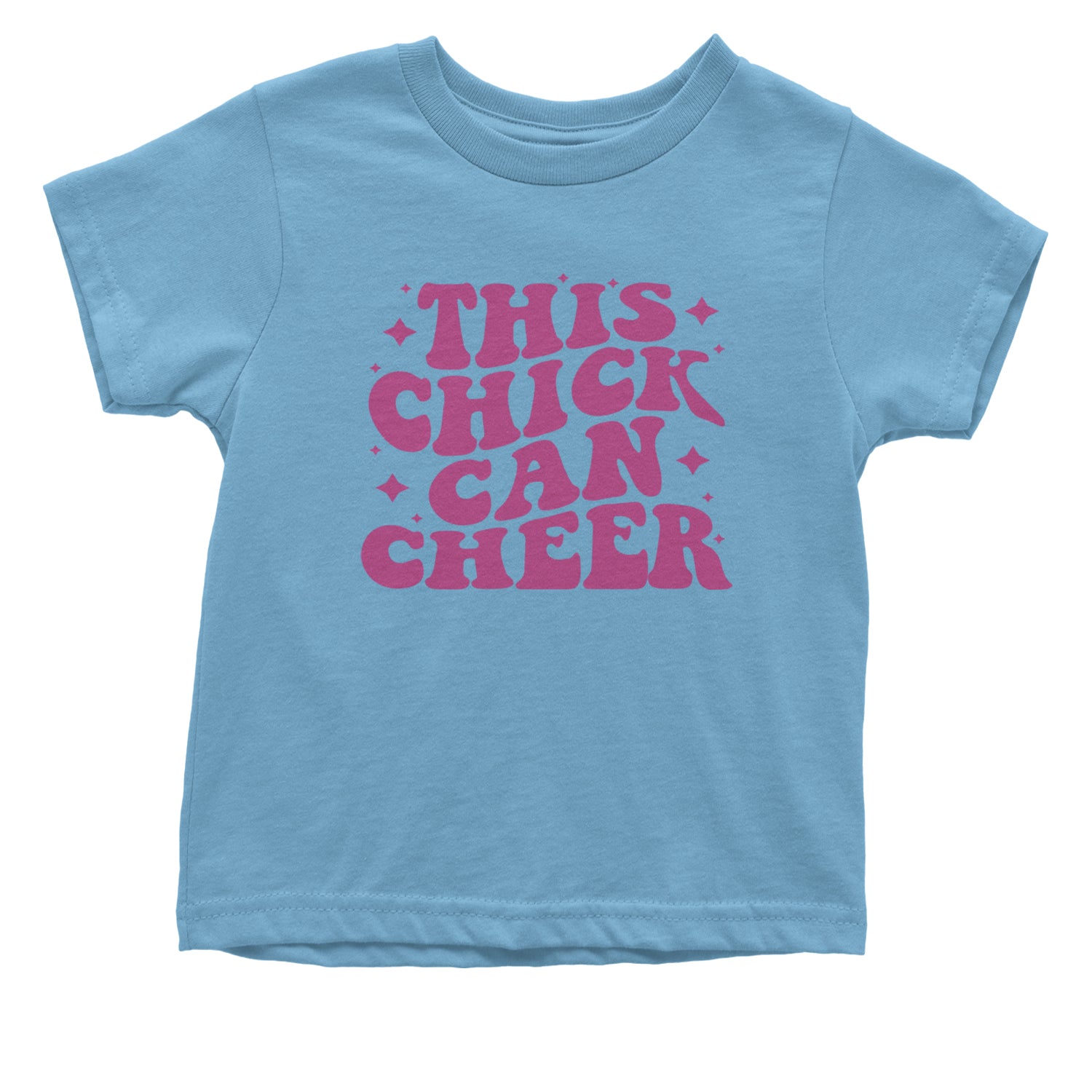 This Chick Can Cheer Infant One-Piece Romper Bodysuit and Toddler T-shirt Light Blue