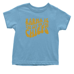 Karma Is The Guy On The Chiefs Boyfriend Infant One-Piece Romper Bodysuit and Toddler T-shirt Light Blue