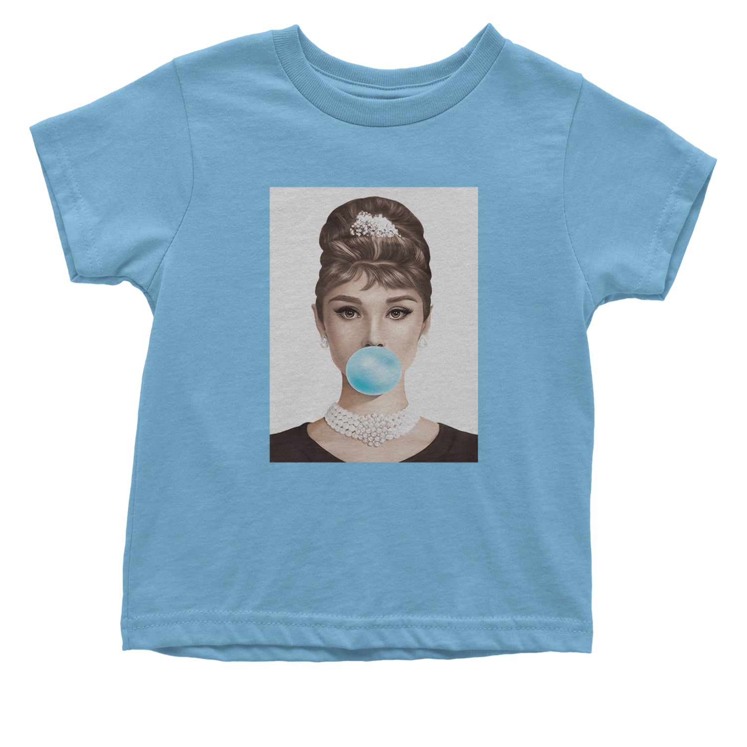 Audrey Hepburn Chewing Bubble Gum American Icon Infant One-Piece Romper Bodysuit and Toddler T-shirt Light Blue