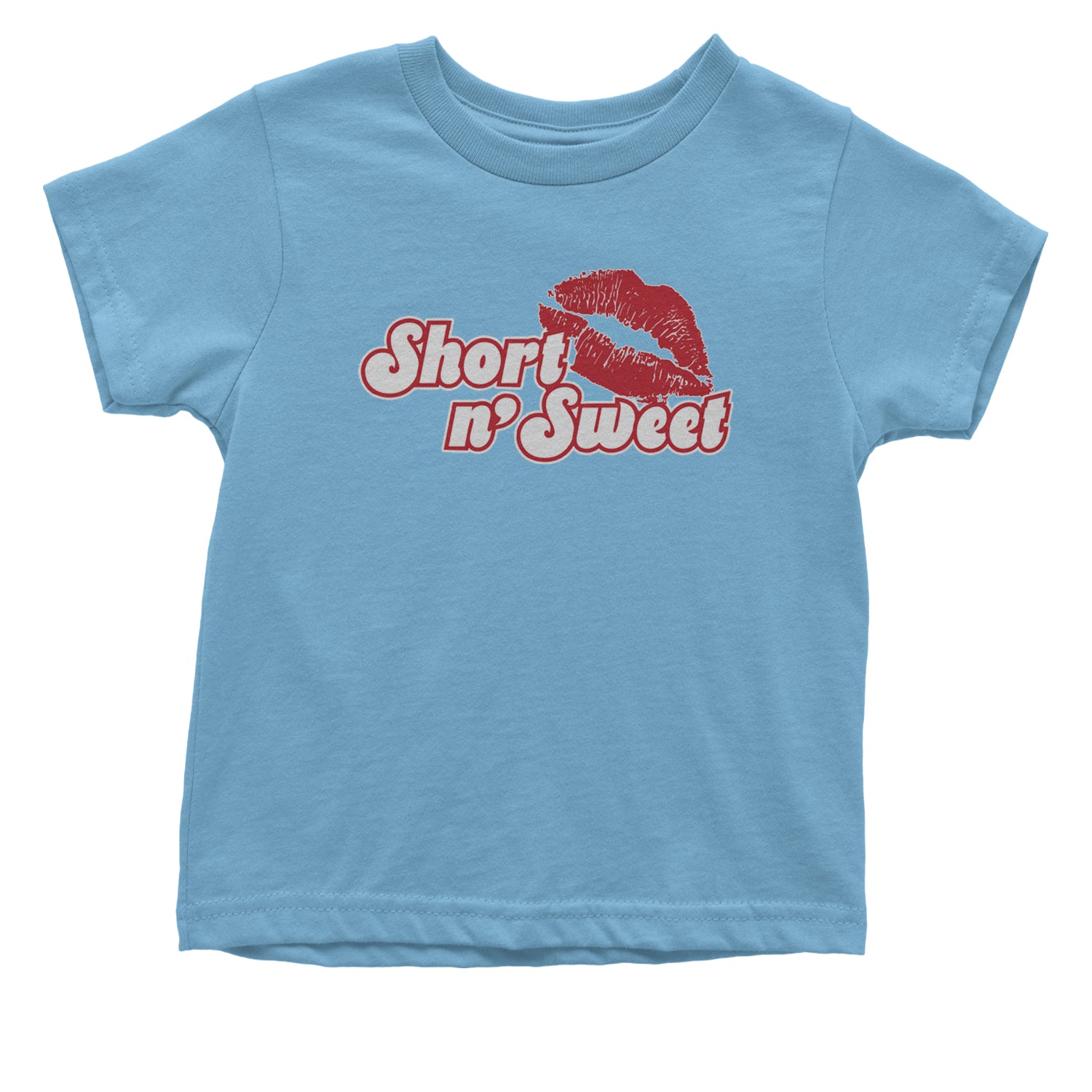 Short N' Sweet Red Lips Infant One-Piece Romper Bodysuit and Toddler T-shirt Light Blue